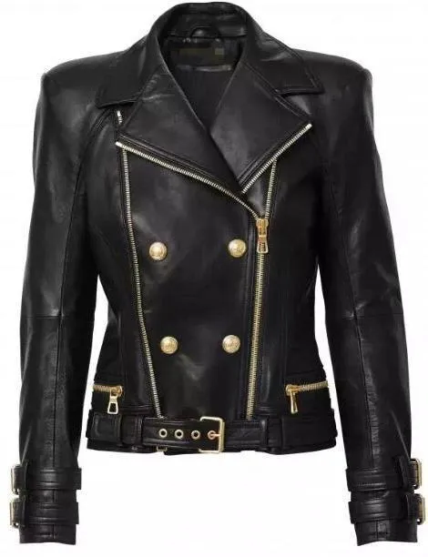 Double-Breasted Leather Jacket