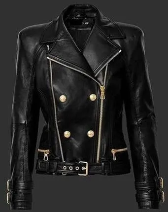 Double-Breasted Leather Jacket
