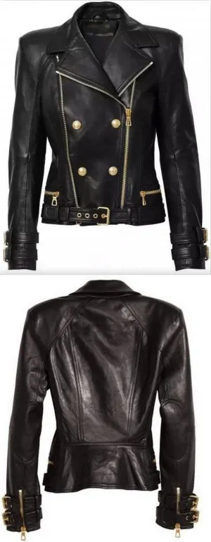 Double-Breasted Leather Jacket