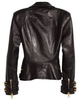 Double-Breasted Leather Jacket