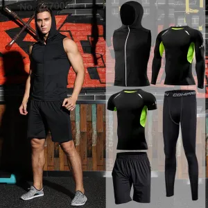 Gym Tight Running Set for Men's Sport Suit Outdoor Jogging Sports Clothing Men Fitness Sportswear Dry Fit Training Tracksuit MMA