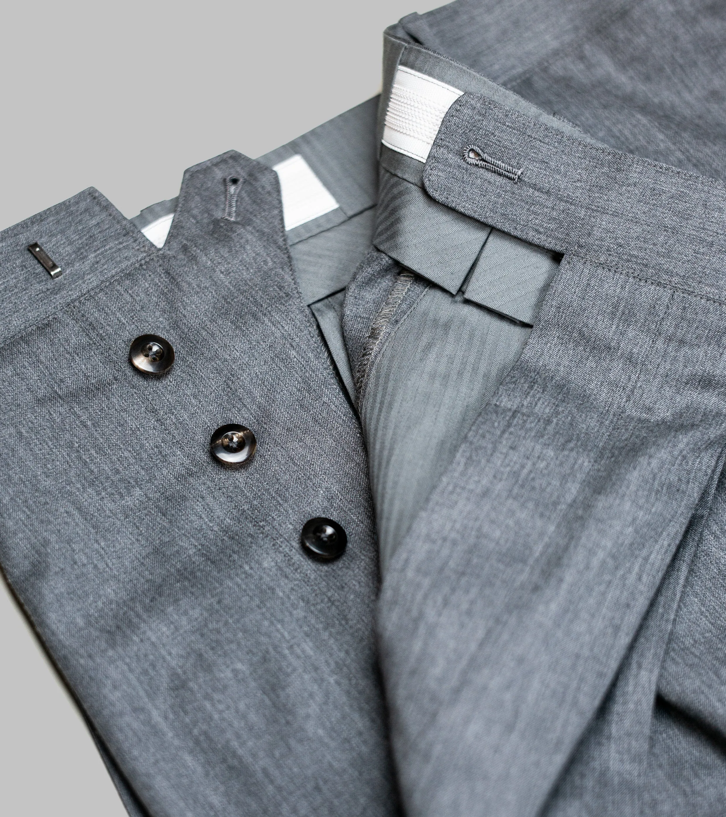 Wool Gabardine Winston Trousers Made-to-Order Charcoal